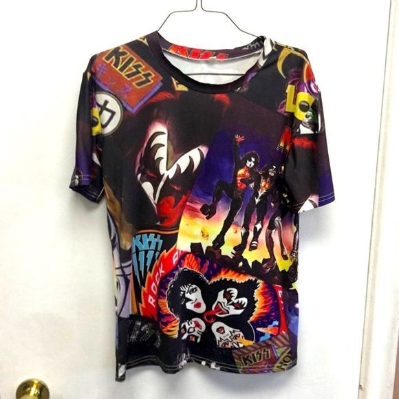 Kiss AOP All Over Print Double Sided Mens Graphic T-Shirt size Medium - Picture 1 of 7